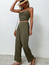 Load image into Gallery viewer, Crisscross Back Cropped Top and Pants Set
