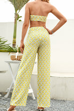 Load image into Gallery viewer, Printed Bow Detail Tube Top and Pants Set
