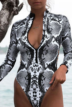 Load image into Gallery viewer, Animal Print Zipper Cut-Out Wetsuit
