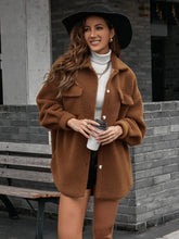 Load image into Gallery viewer, Button Down Curved Hem Teddy Jacket
