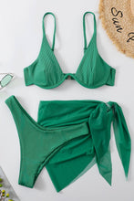 Load image into Gallery viewer, Ribbed High Cut Three-Piece Swim Set
