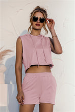 Load image into Gallery viewer, Hooded Crop Top &amp; Pocketed Shorts Set

