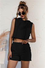 Load image into Gallery viewer, Hooded Crop Top &amp; Pocketed Shorts Set
